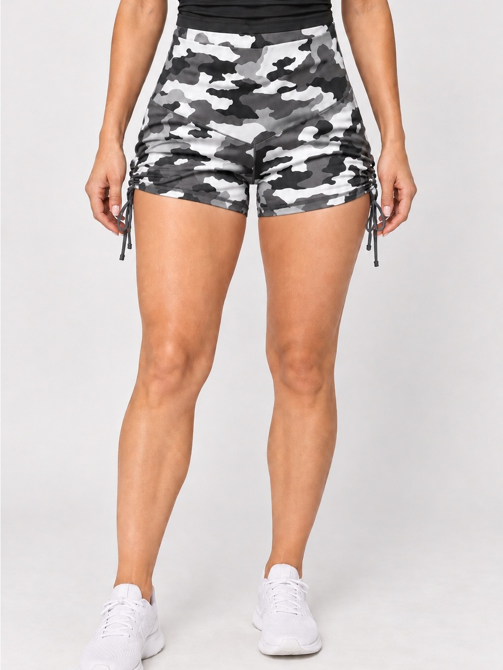 Offline by Aerie High-Rise Gray Camo Ruched Active Shorts size XL